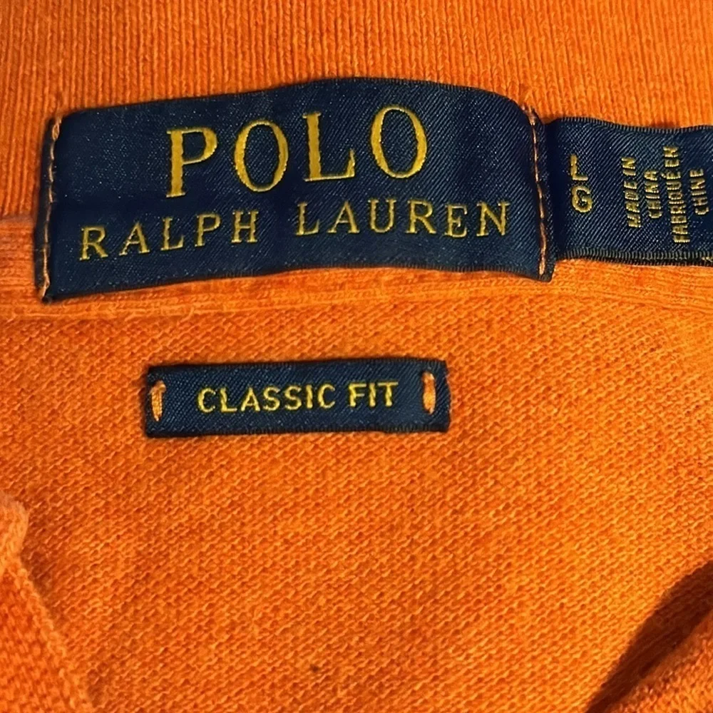 POLO Ralph Lauren orange 100% cotton classic‎ fit men’s polo shirt Sz L